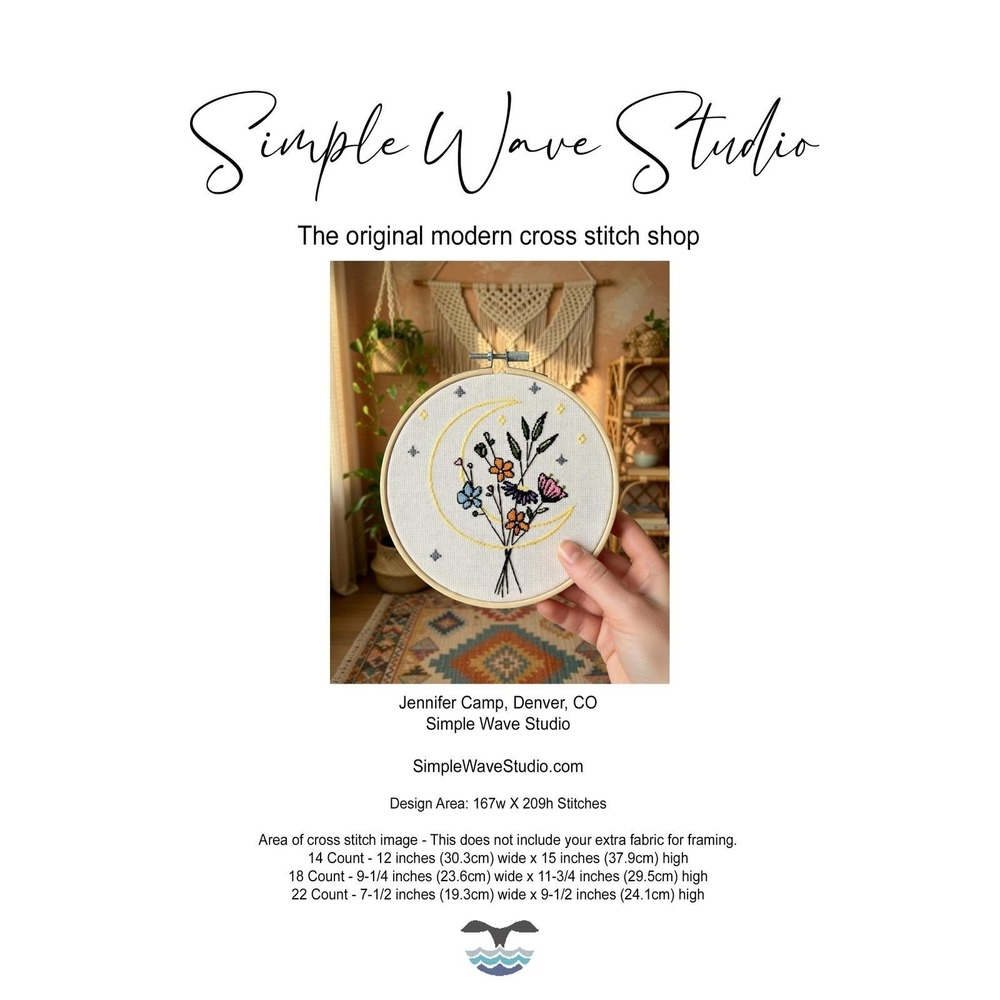 Wildflowers and Moon Baby Nursery - Cross Stitch Pattern